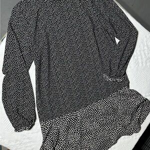 LOFT outlet Black and tan Dot Dress- size large- classic cool